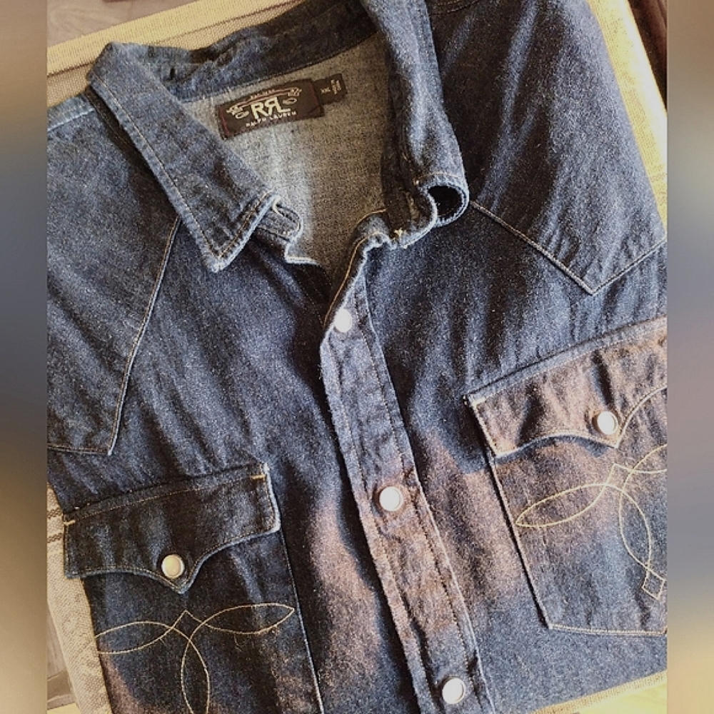 Ralph Lauren RRL Denim Western Shirt SZ XXL